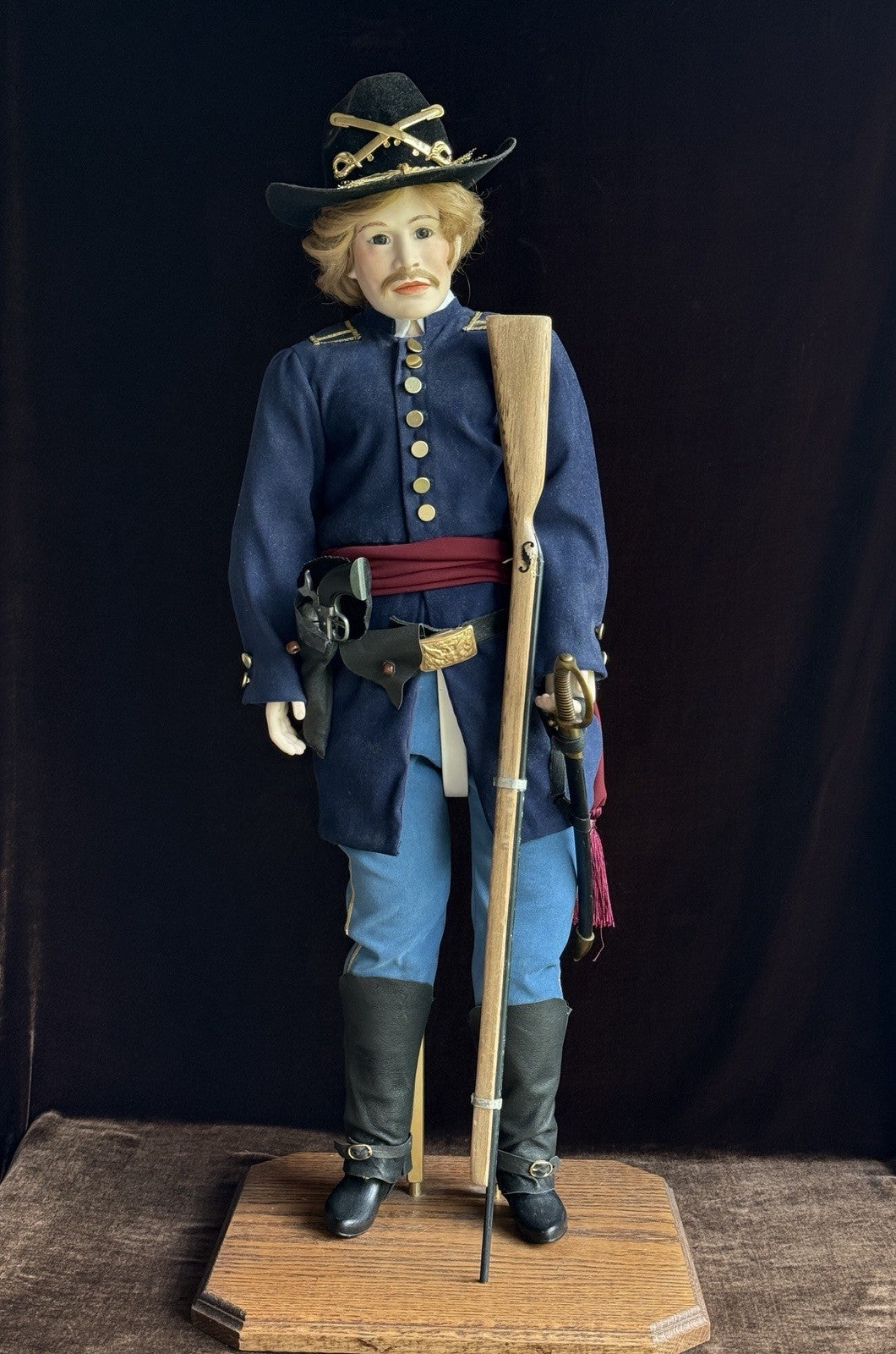 OOAK Large Artist Made Porcelain Military Male Character Doll with Stand