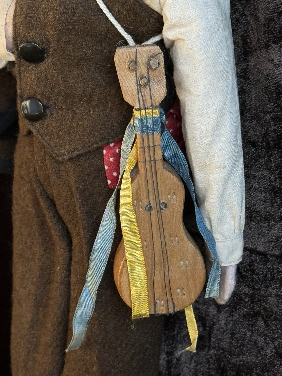 Vintage Art Deco 14” French Boudoir Style Cloth Face Mask Smoker Character Doll