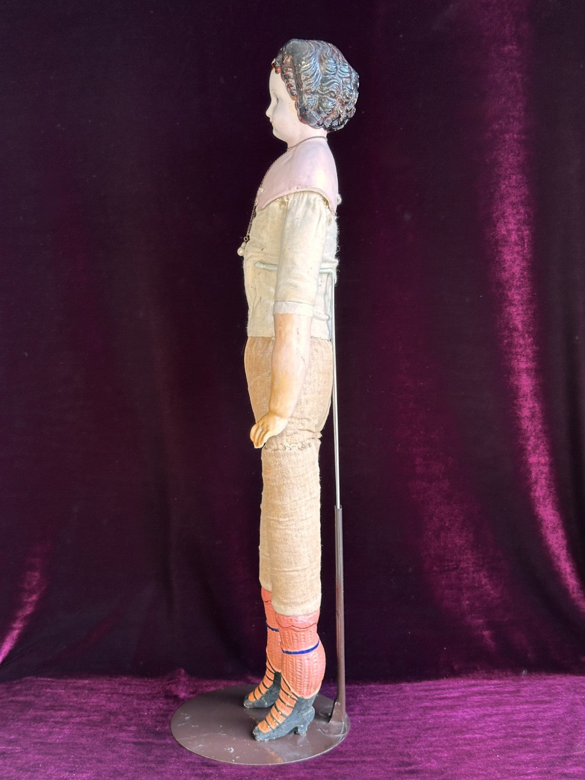 Antique German 26” Dressel Marked Holz-Masse Papier Mache Head Cloth Body Doll