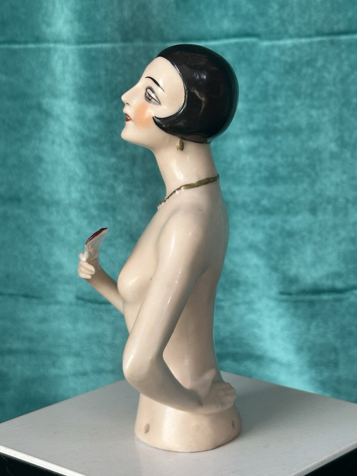 Antique German Art Deco Flapper Pin Cushion Half 5 1/2” Doll