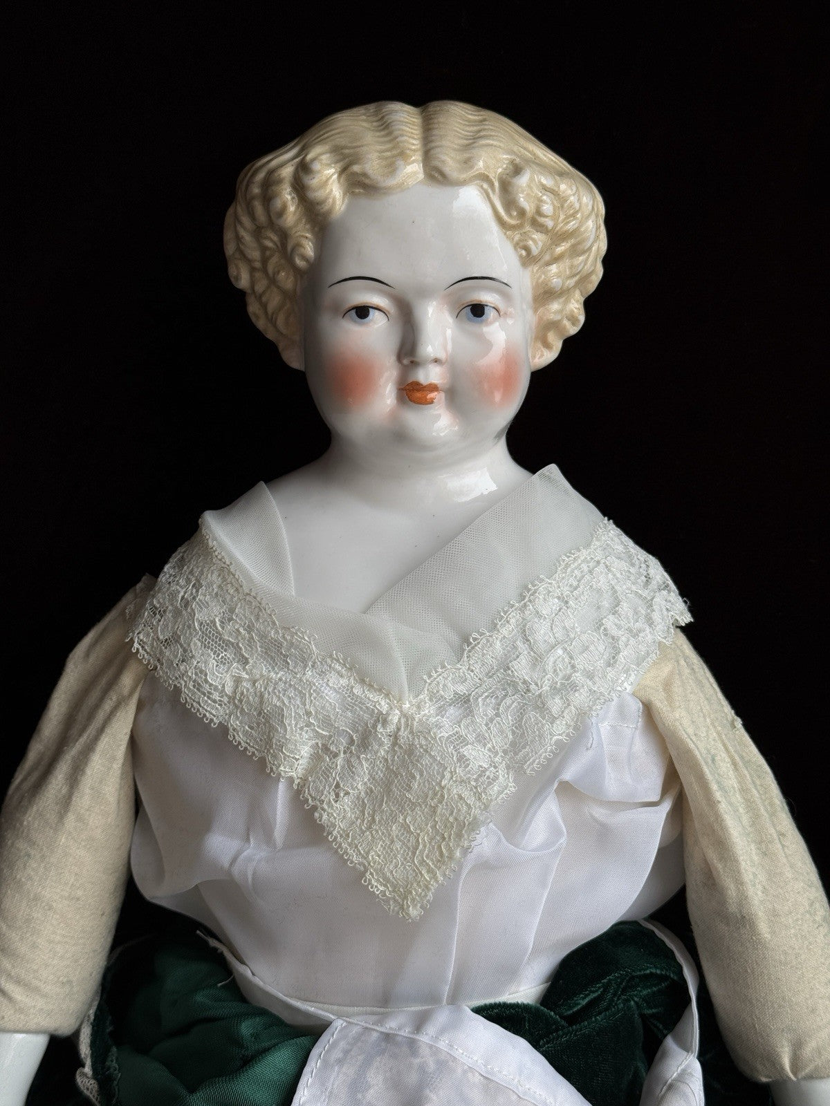 Vintage Japanese 25” Flat Top Highbrow China Shoulder Head Blonde Doll