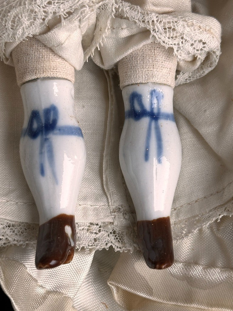 Antique German 12" Lowbrow China Shoulder Head Bride Doll