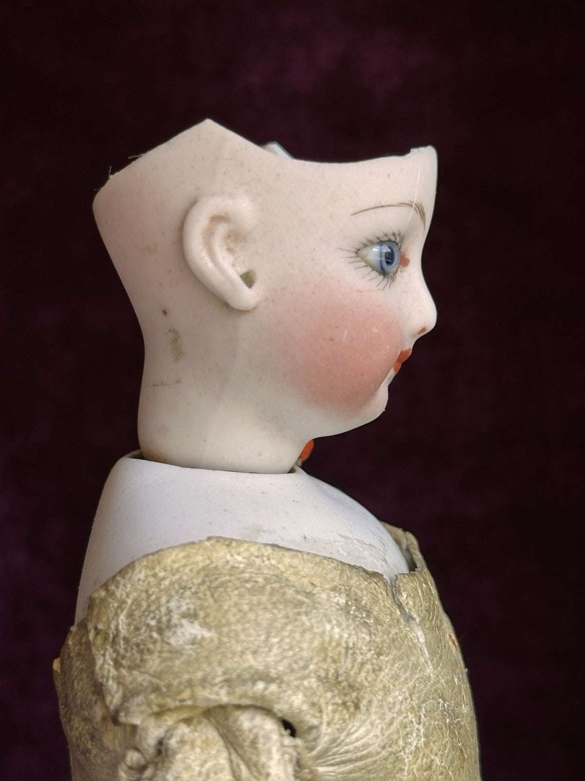 Antique French 10.5” Jumeau (?) Smiling Bru (?) Fashion Bisque Head Doll Damaged