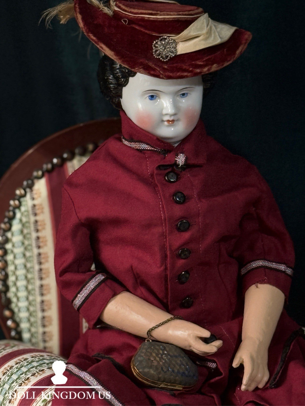 Antique German 25” Flat Top Highbrow China Shoulder Head Doll