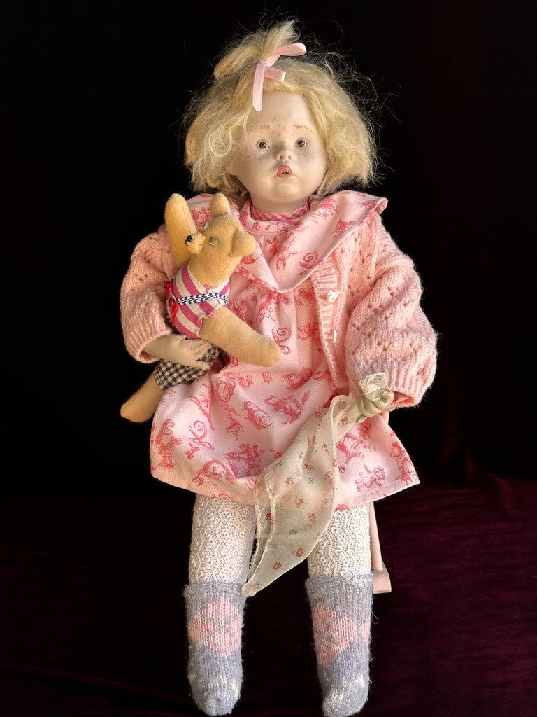 Rare OOAK 22” French Artist Malou Ancelin Leather Signed Girl Doll LE 30