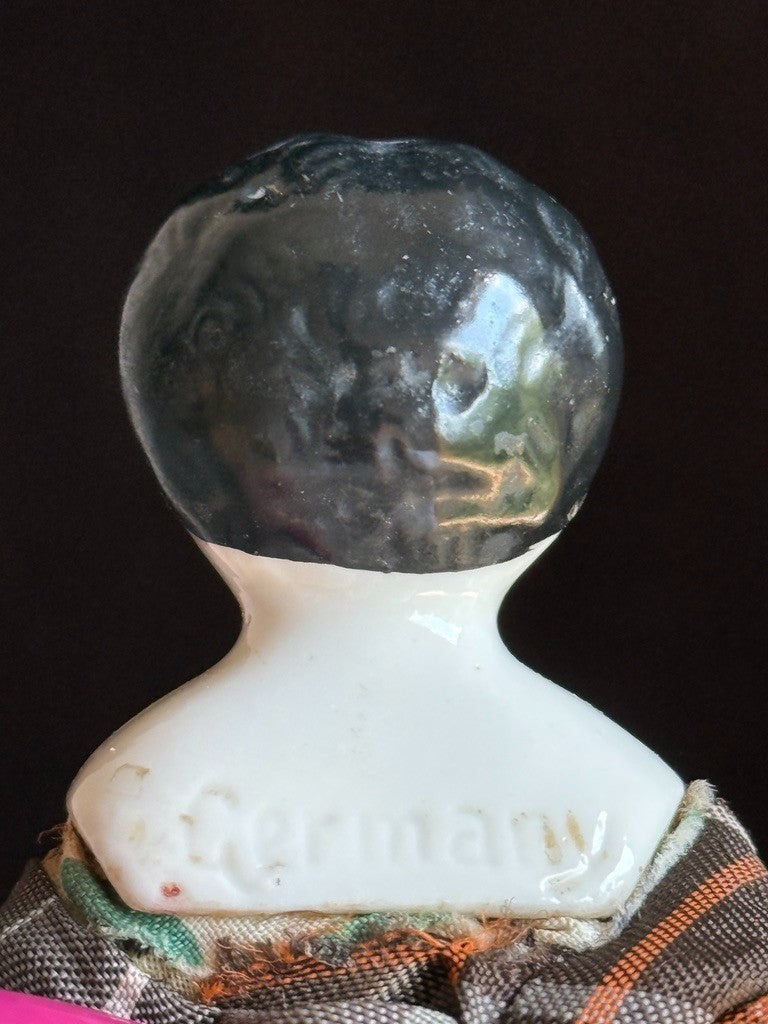 Antique German 6.5” Bisque Cloth Miniature Dollhouse Lowbrow China Doll