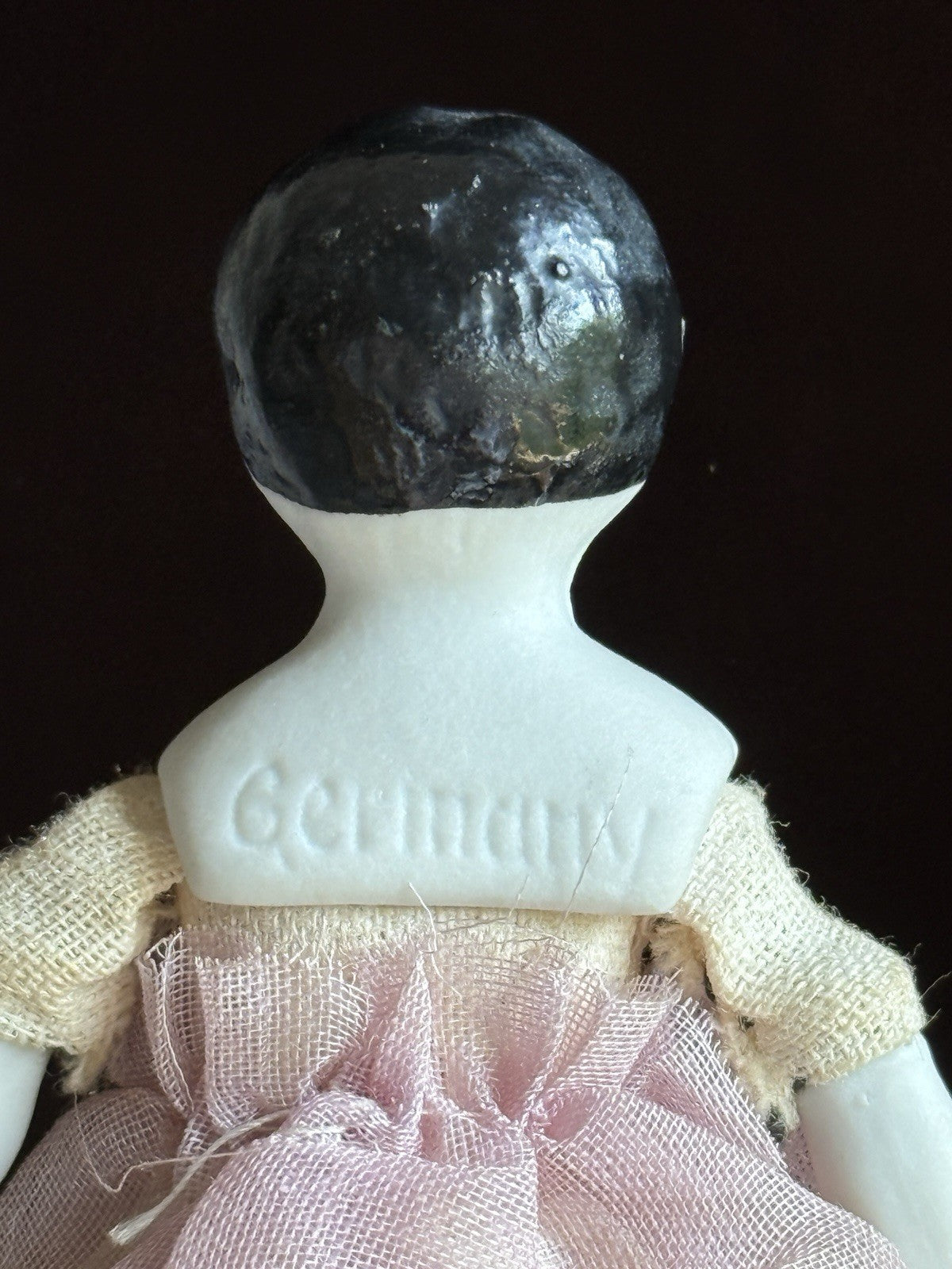 Lot of 2 Antique German 4"-4.25" Bisque Cloth Miniature Dollhouse China Dolls