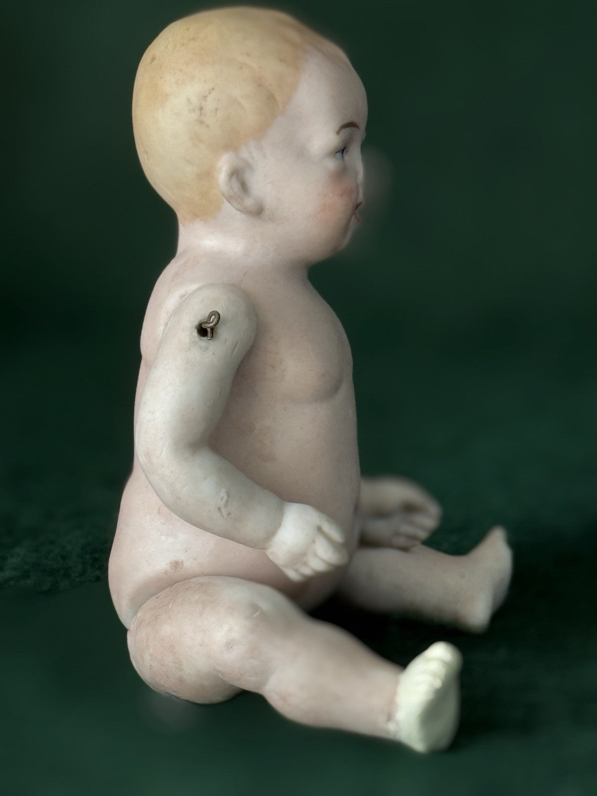 Antique German 5” All Bisque Miniature Baby Doll