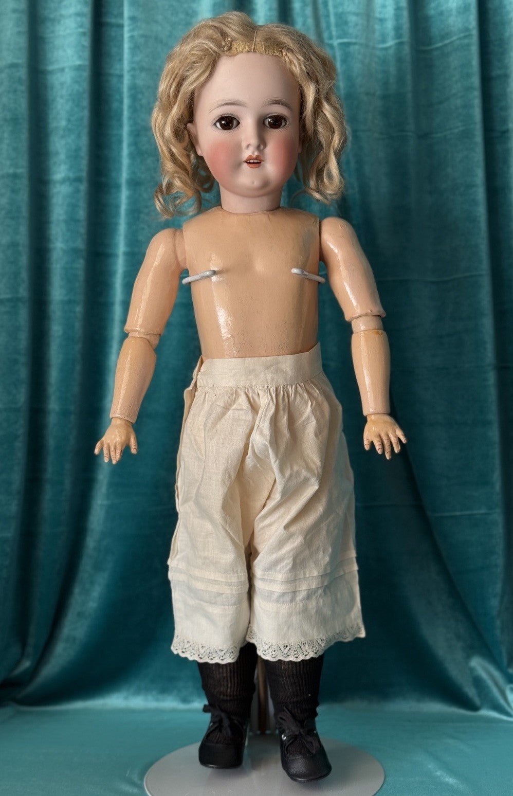 Antique German 23” Queen Louise Doll Bisque Head Composition Body