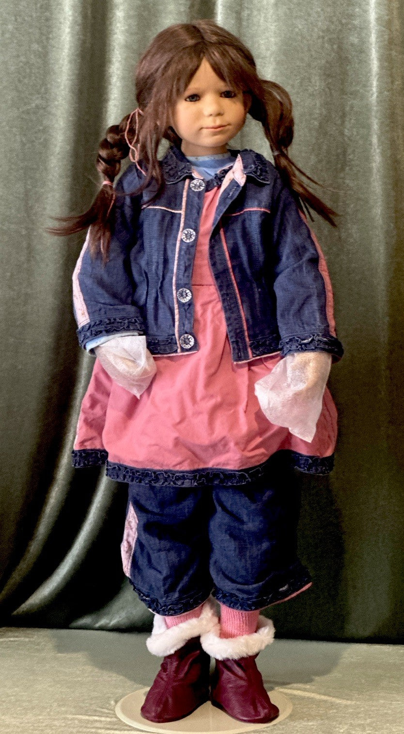 MIB Collectible German Annette Himstedt Vinyl 37.5” Doll “Fina” LE 713 Box/COA