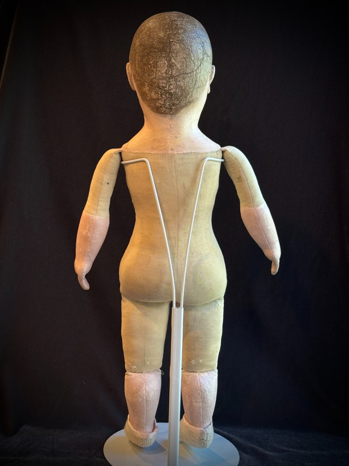 Antique American 21" Philadelphia Sheppard Baby Oil Painted Stockinette Doll