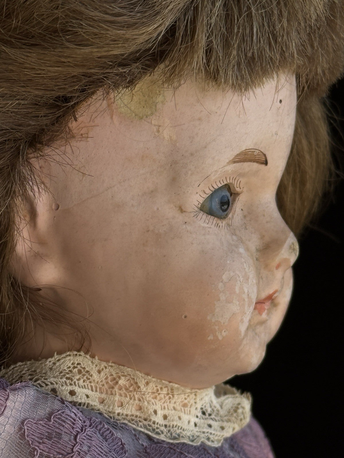 Antique German 18” Papier Mache Leather Body Doll