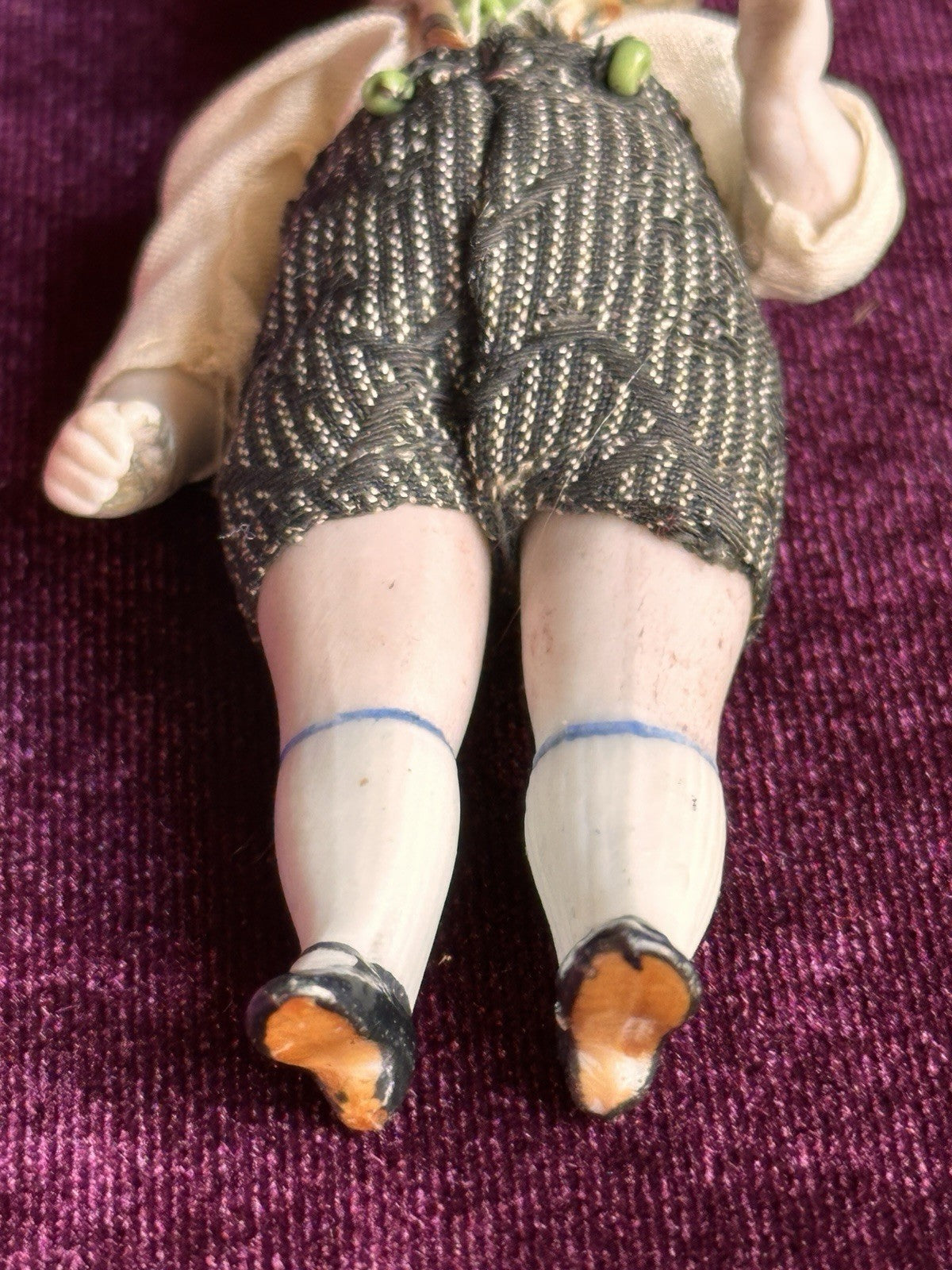 Antique German 3.75” Dollhouse All Bisque Hertwig Mignonette Doll