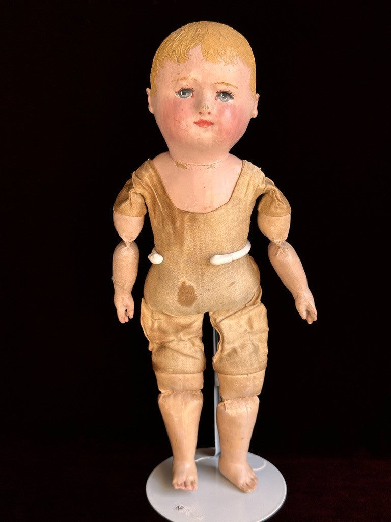 Tiny Antique American Martha Chase 12" Oil Painted Cloth Baby Doll