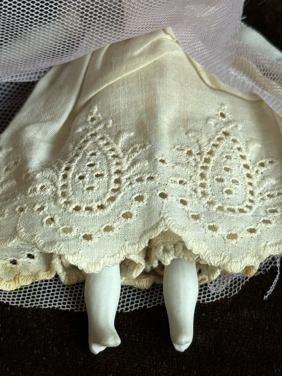 Lot of 2 Antique German 4"-4.25" Bisque Cloth Miniature Dollhouse China Dolls