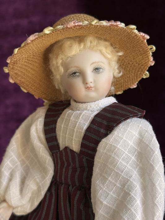 Porcelain Miniature Cathy Hansen Repro of Antique French Huret Dollhouse Doll
