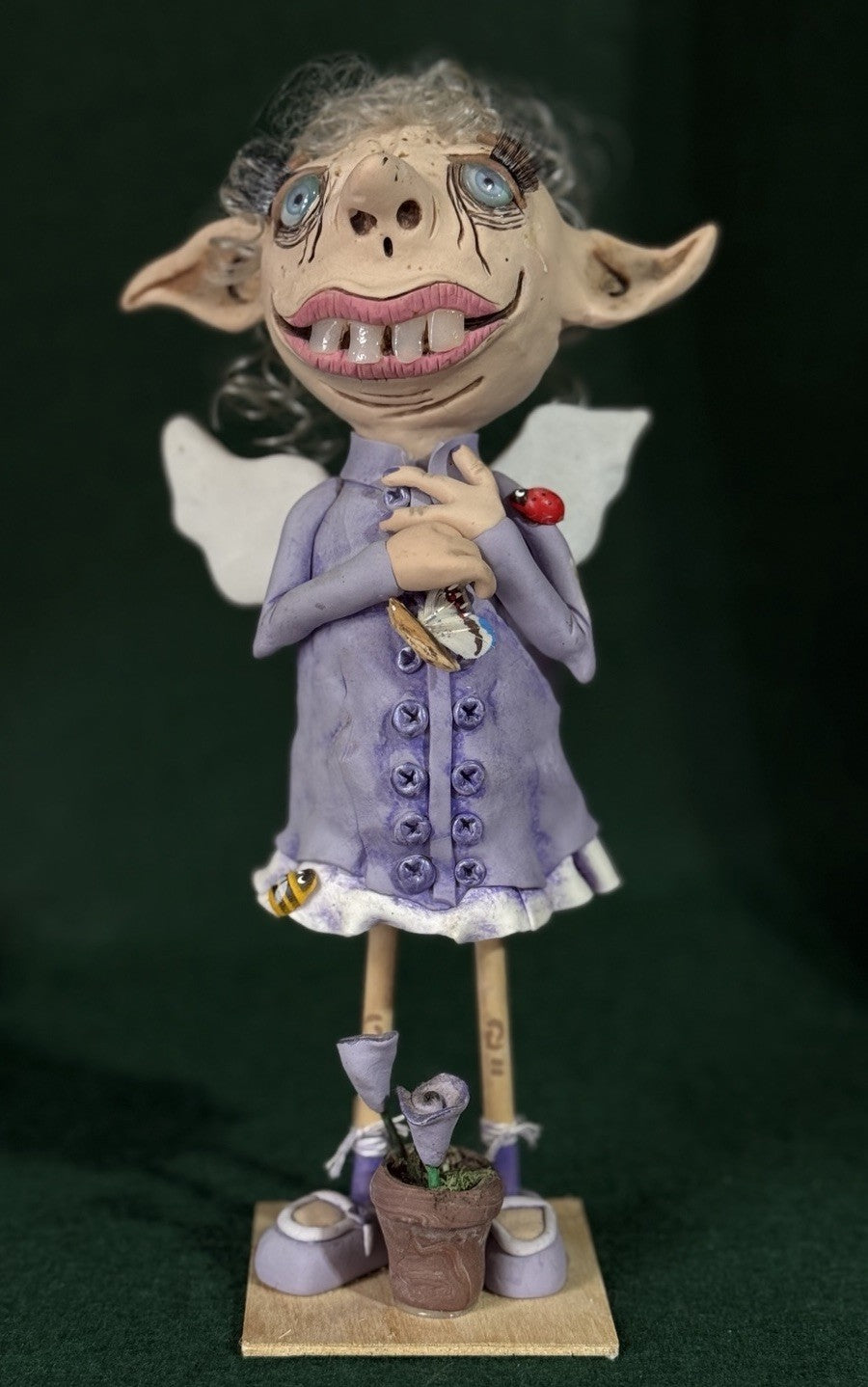 OOAK Artist 10” Mixed Media Clay Doll “Molly Goblin” by RosannasArtClay