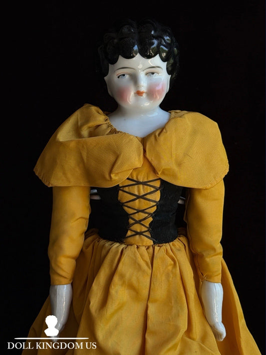 Antique German 17” Bawo & Dotter Brunette China Head Doll