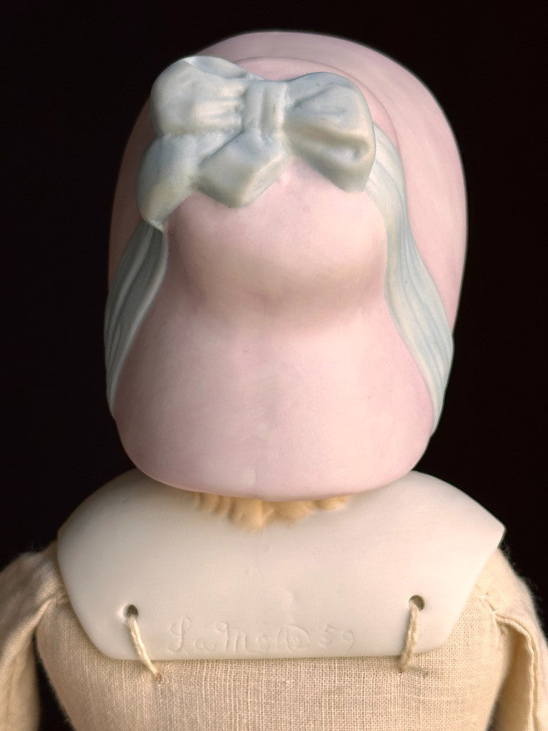 Vintage '59 21" Reproduction of Antique German Hertwig Parian Bonnet China Doll