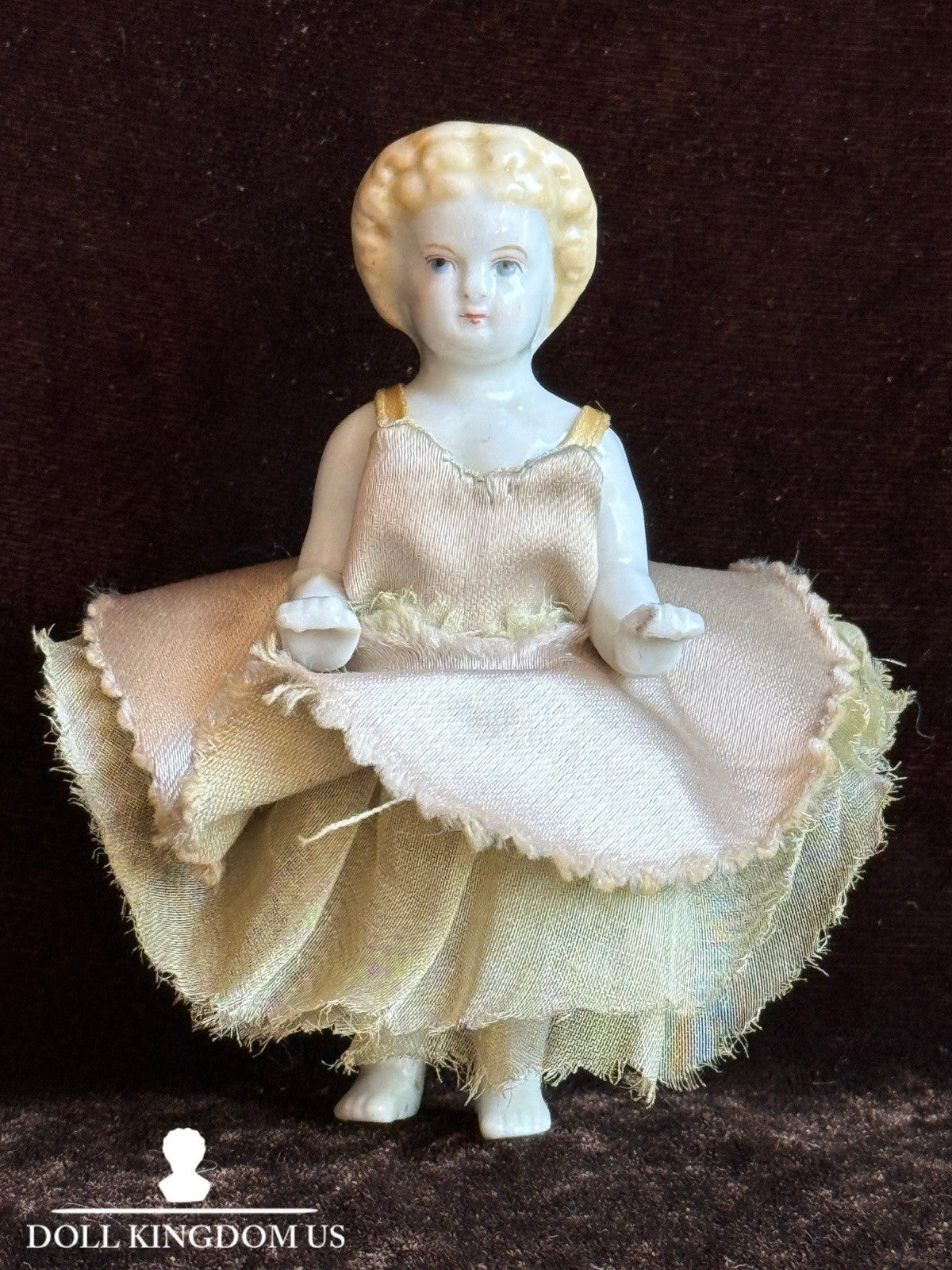 Antique German Miniature 4” Frozen Charlotte China Doll