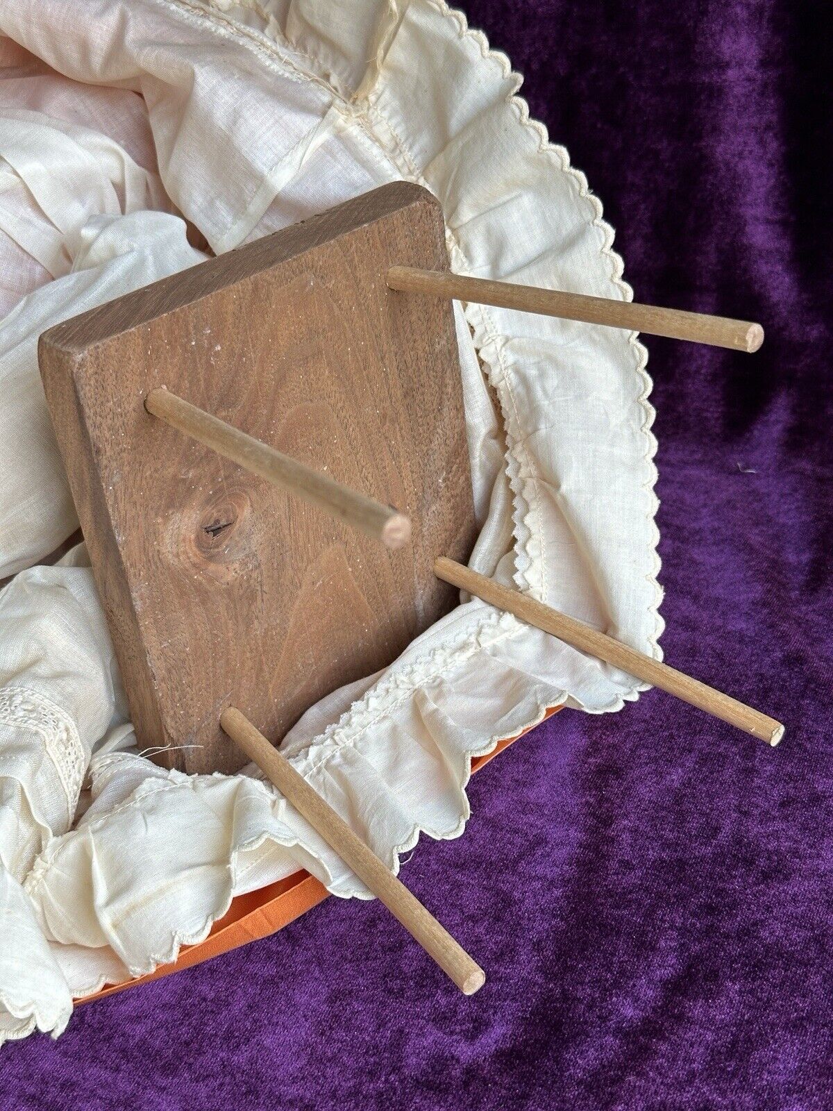 Antique German Lowbrow China Shoulder Head Doll with Chair