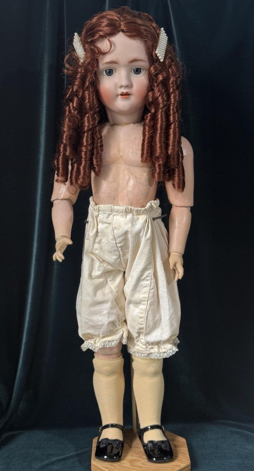Antique German Walkure 30” Doll Bisque Head Composition Body