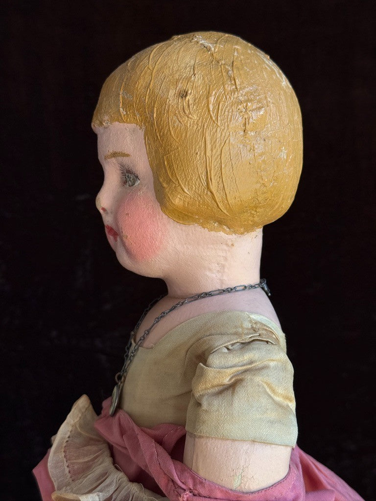 Antique American  Martha Chase Bob Hairstyle Oil Painted Stockinette Girl Doll