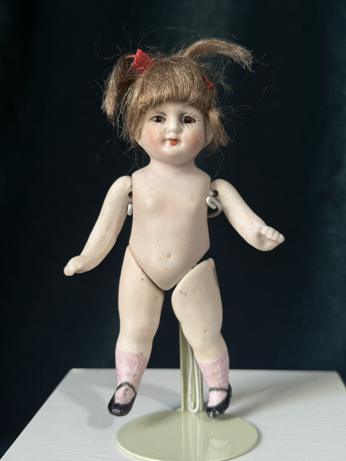 Antique German 4 1/2” All Bisque Mignonette Dollhouse Doll Mold 8491