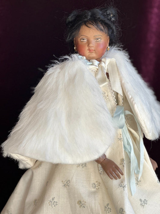 Rare 15” Dark Complexion Porcelain Repro of Antique French Huret Fashion Doll