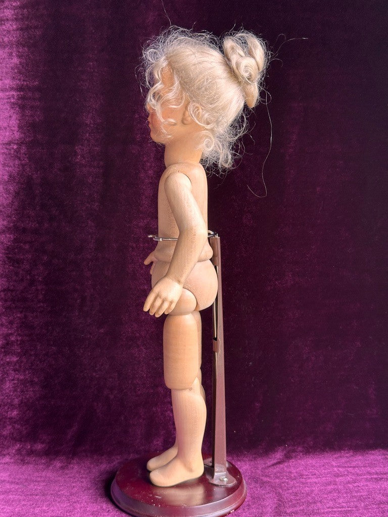 OOAK 1987 Collectible 17" Jointed Wooden Doll by German Artist Regina Sandreuter