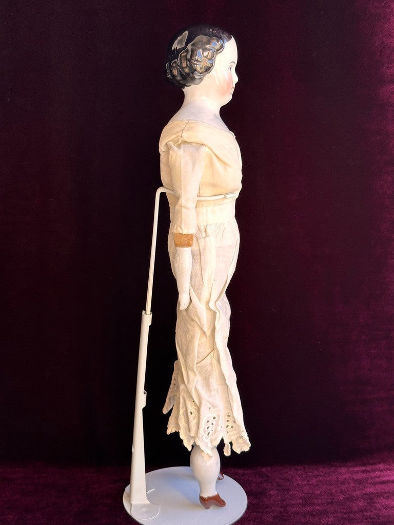 Antique German 16.5” Flat Top Highbrow China Shoulder Head Doll