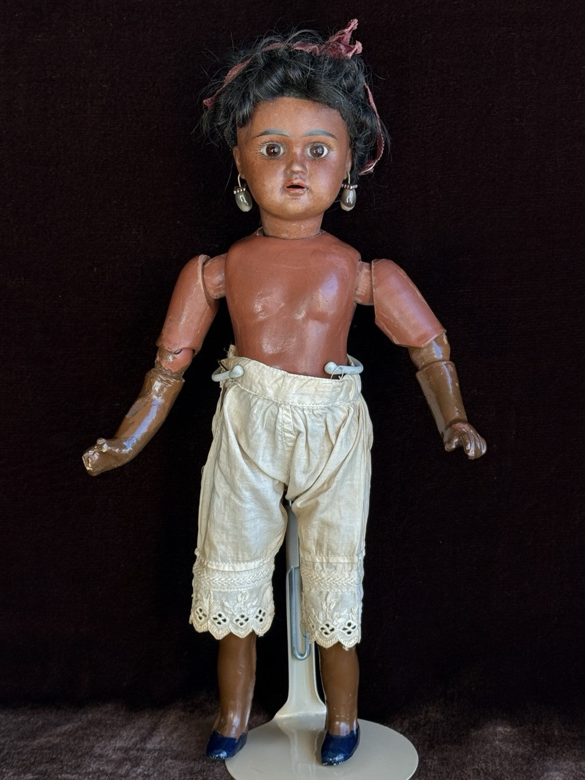 Rare Antique German 10.7” Bahr & Proschild 277 Dark Complexion Bisque Head Doll