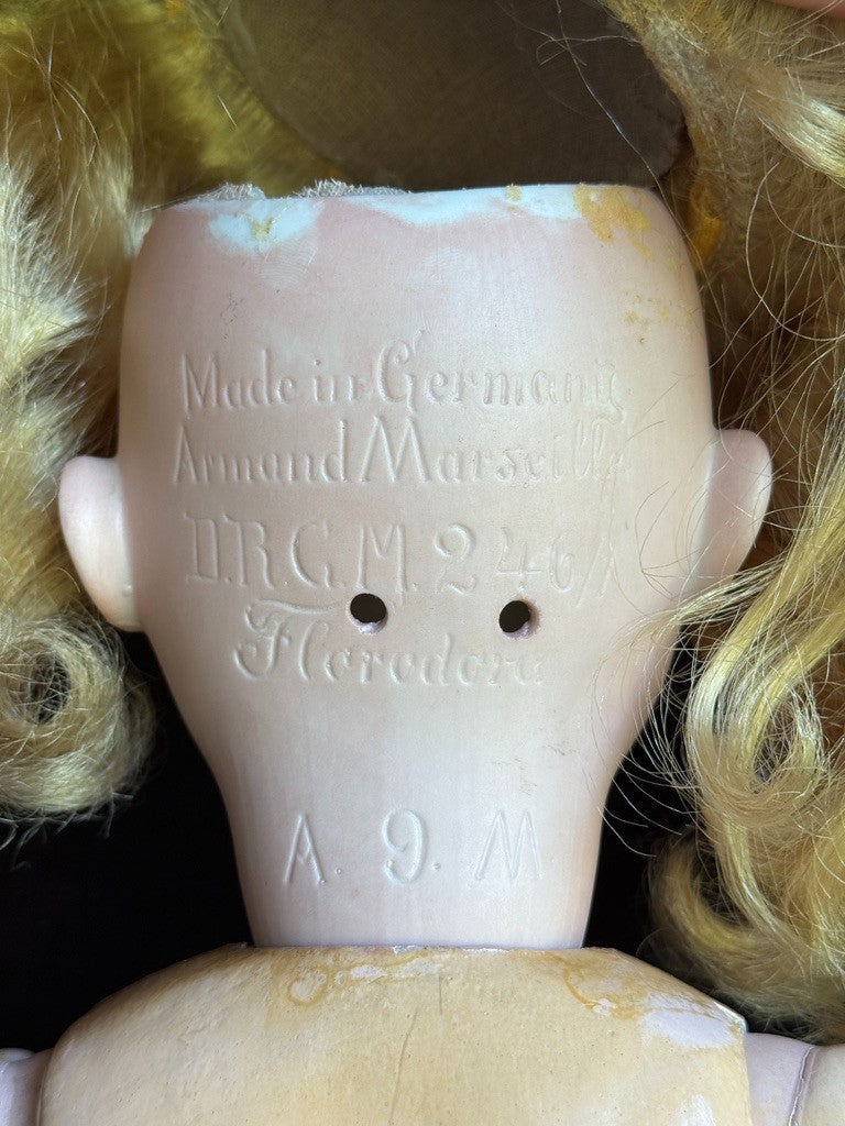 Antique German 25” Armand Marseille DRGM 246 Florodora Bisque Socket Head Doll