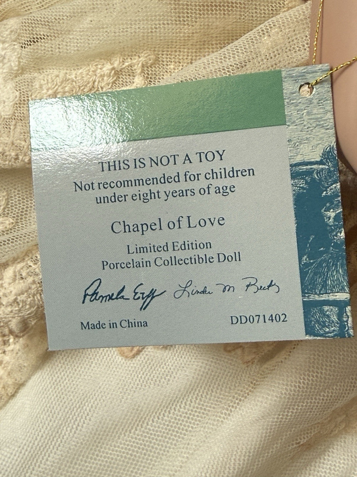 Porcelain 25” Doll “Chapel Of Love” by Pamela Erff LE 750 Tag