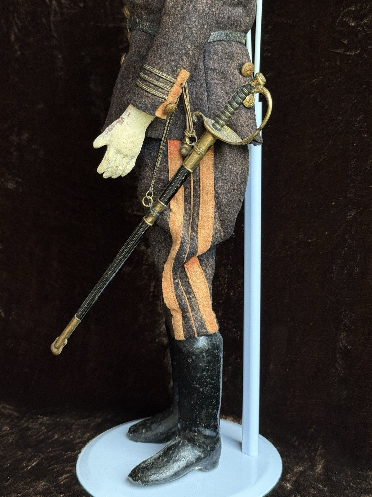 Rare Antique French Soldier 18.5” Papier Mache Composition Character Doll