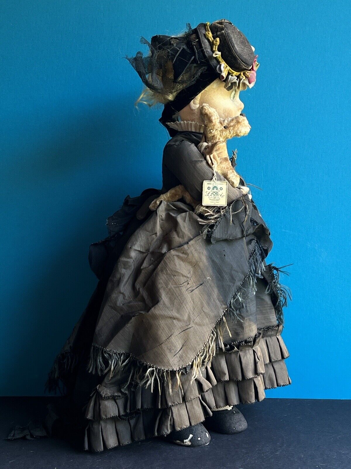 Rare Vintage Italian All Original Lenci Googly Eyes Felt Doll The Merry Widow
