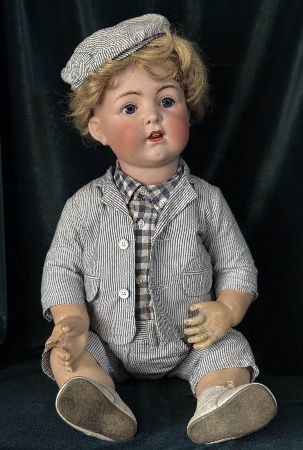 Huge 28” Antique German Franz Schmidt Mold 1295 Baby Boy Doll Porcelain Head
