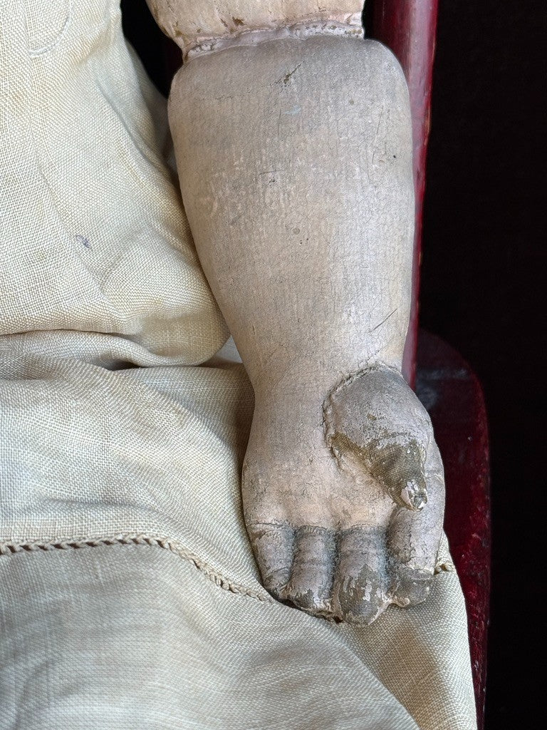 Antique American Martha Chase 20" Oil Painted Cloth Rag Baby Doll
