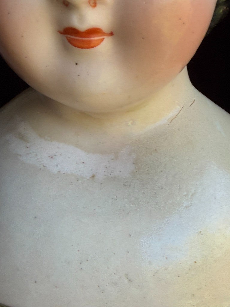 Large Antique German 25” Covered Wagon China Head Doll with Brown Eyes