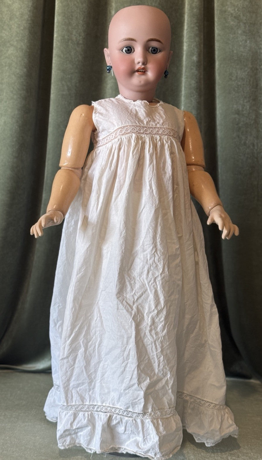 Antique German Simon Halbig CM Bergmann 33” Doll Bisque Head Composition Body