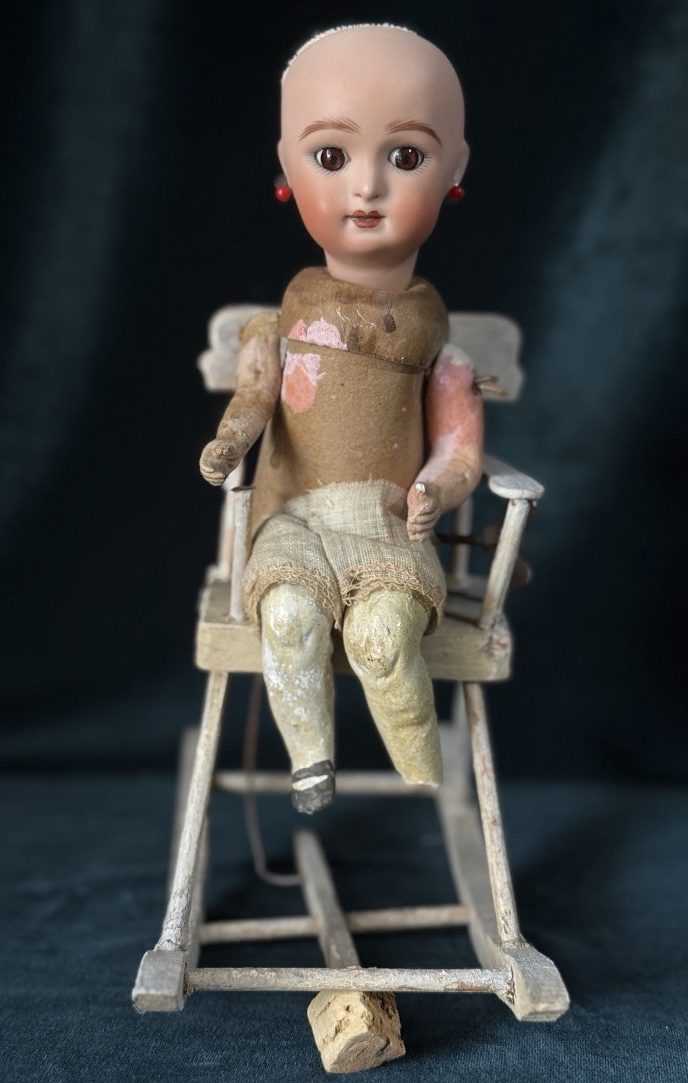 Reproduction of Antique French Paris Bebe 10” Doll Mechanical Rocker Chair