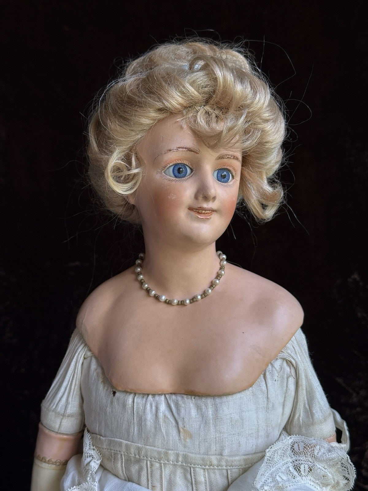 Rare 23” Antique German Cuno Otto Dressel Papier Mache Portrait Lady Doll