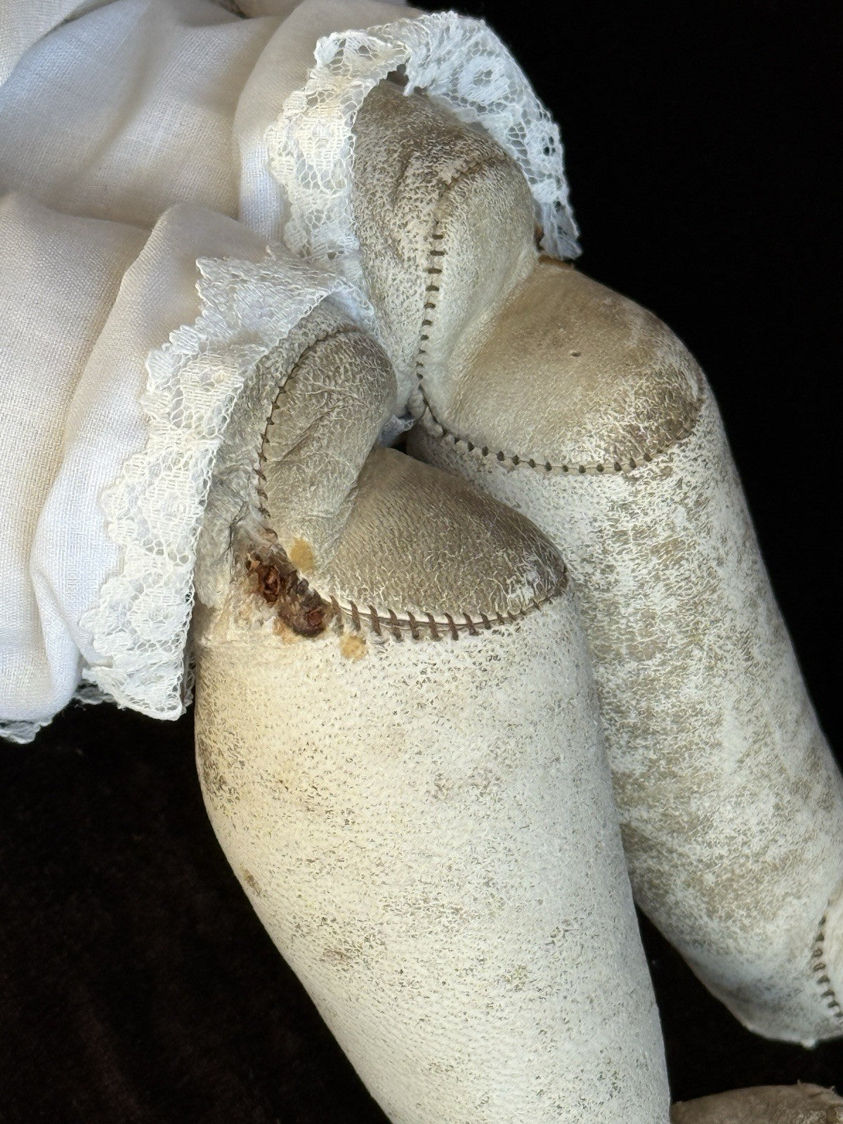 Antique German 18” Papier Mache Leather Body Doll