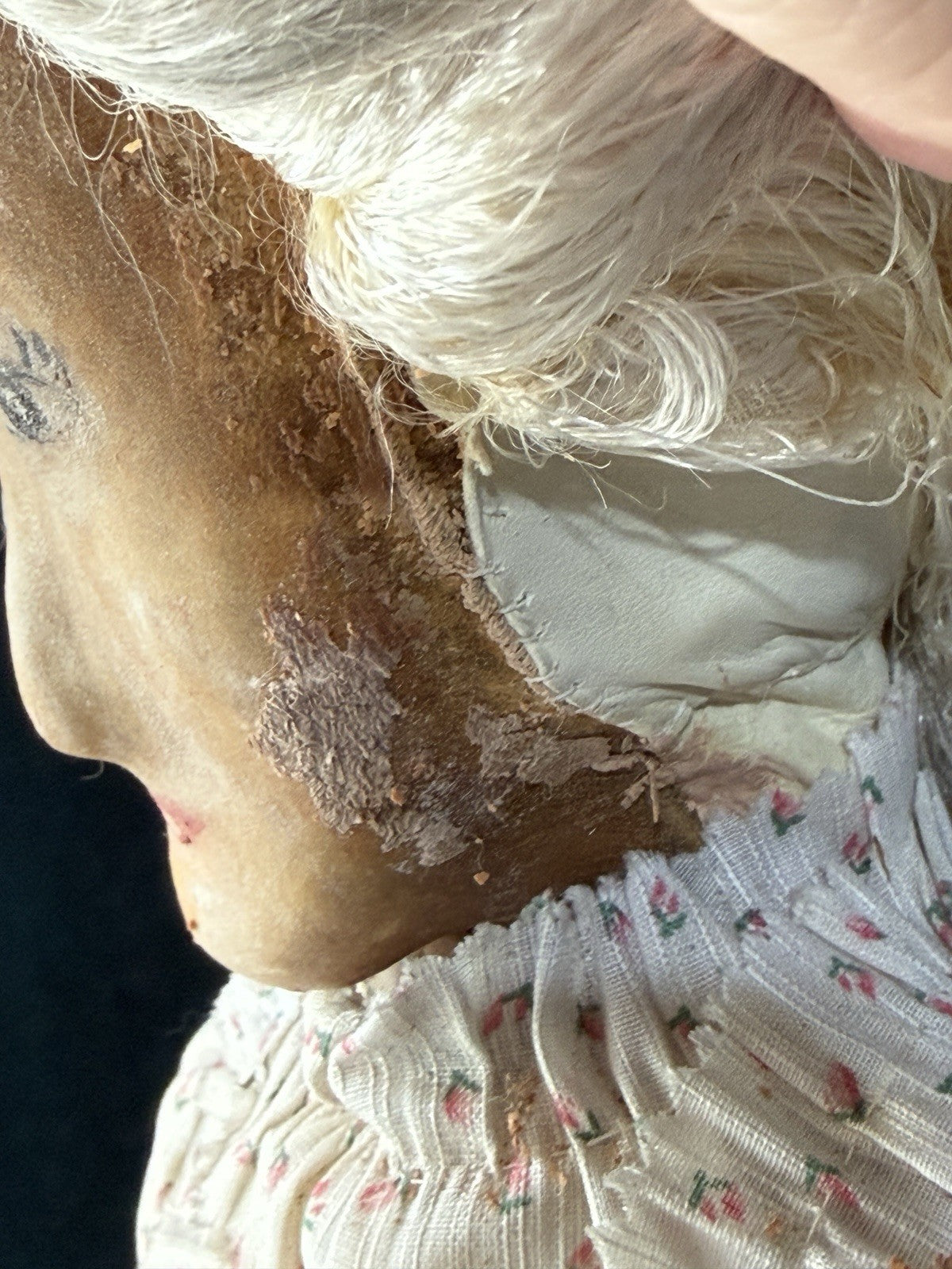 Unidentified Antique (?) Old Lady 26” Cloth/Leather Doll