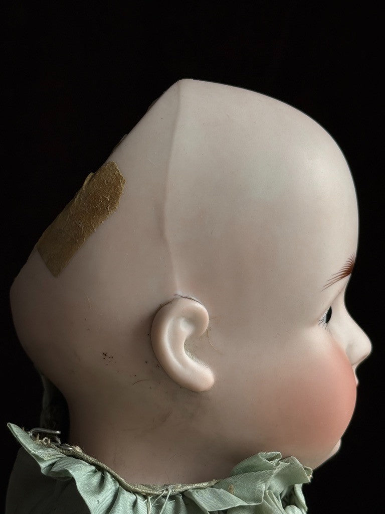 Antique German 23” Early Kestner Turned Bisque Shoulder Head Leather Body Doll