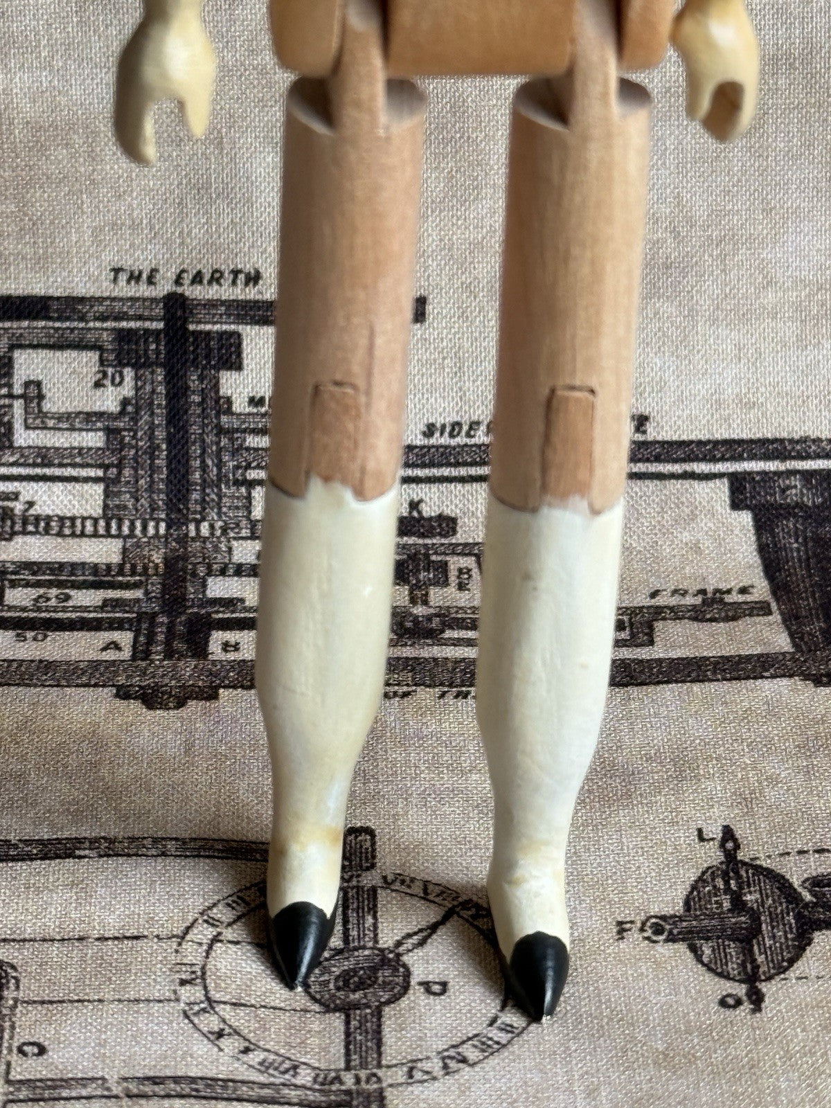Vintage 6.5” Carved Wood Jointed Doll with Tuck Comb by Artist Sherman Smith