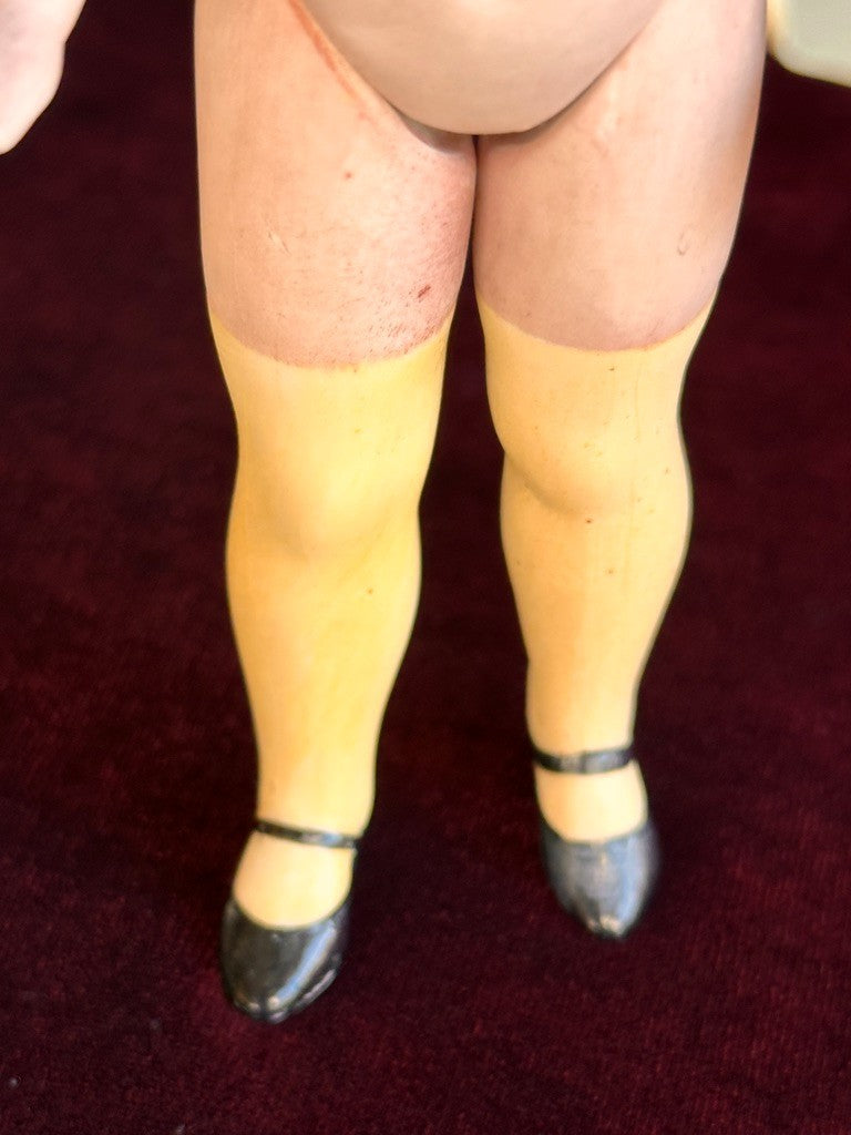 Rare Antique German 6.75” Bahr & Proschild 513 All Bisque Flapper Dollhouse Doll