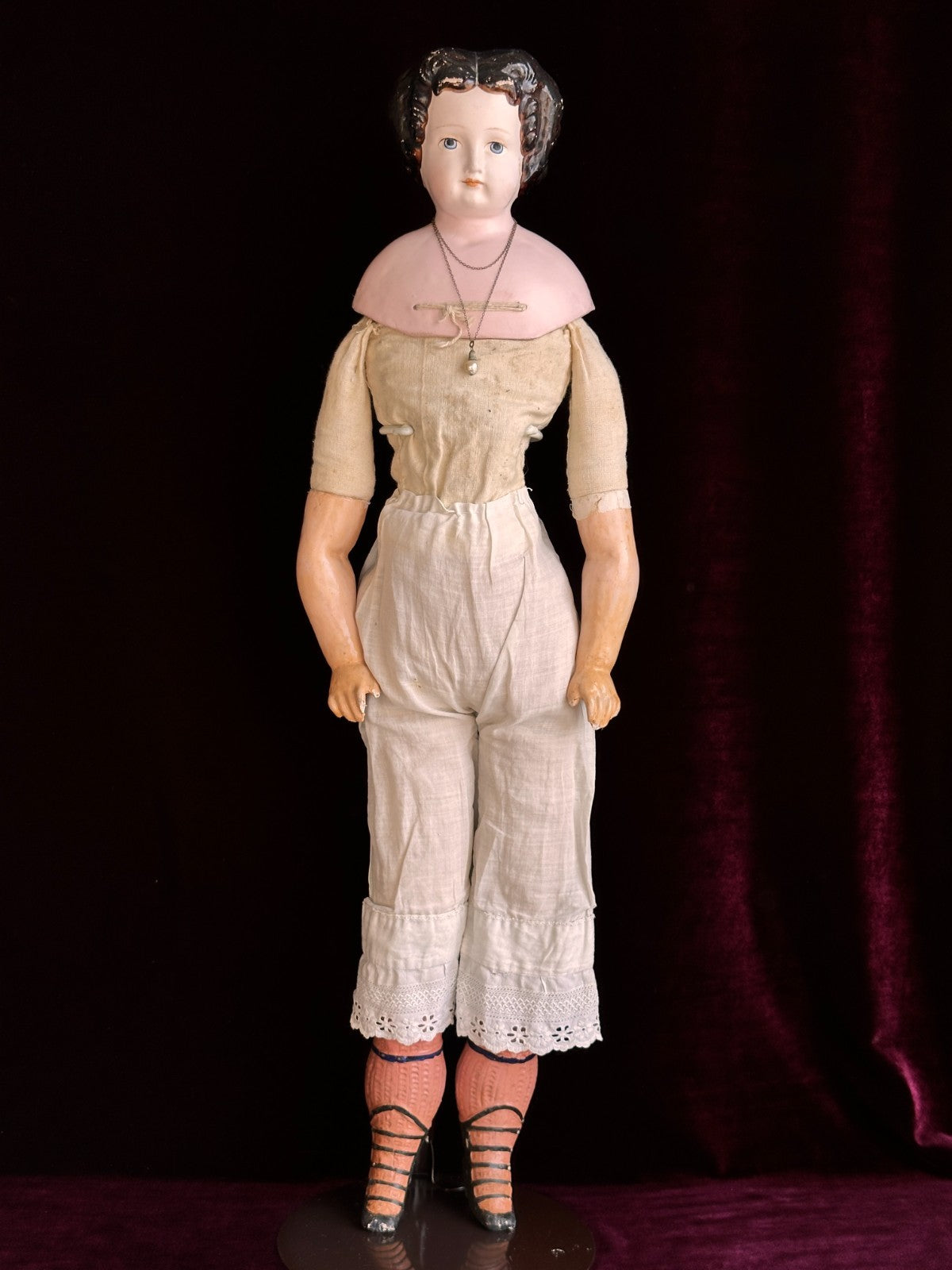 Antique German 26” Dressel Marked Holz-Masse Papier Mache Head Cloth Body Doll