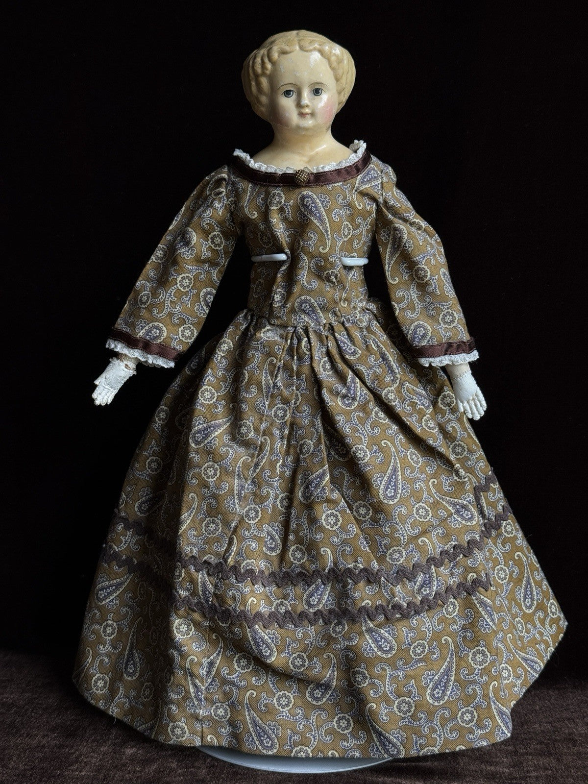 Antique German 14” Müller & Strassburger Papier Mache Doll Original Label