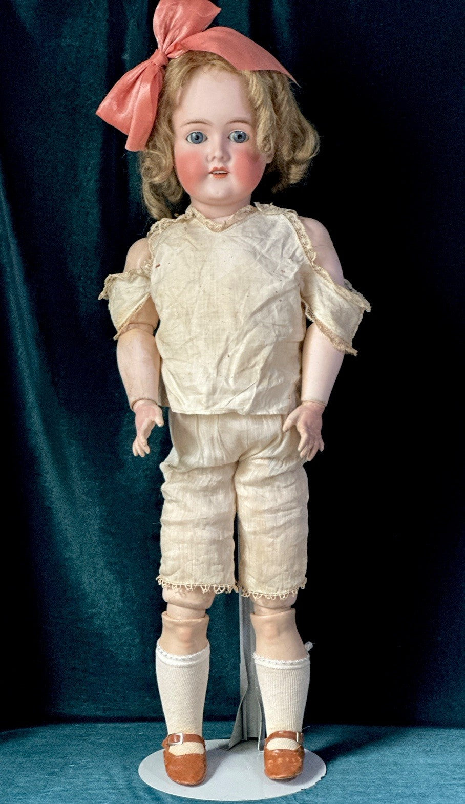 Antique German 29” Queen Louise Doll Bisque Head Composition Body